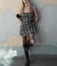 Black Check Side Pleated Dress