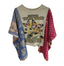 Butterfly And Letter Print Patchwork Long Sleeve Loose Crew Neck T-shirt