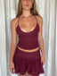 Backless Halter Double-layer Fitted Top And Skirt Set