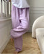 Purple Cotton and Linen Plaid Casual Pants/Lounge Wear