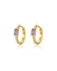 Purple CZ Small Gold Hoop Earring