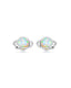 Round White Gold Opal Stud Earrings