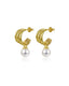 Triple Hoop Pearl Earrings