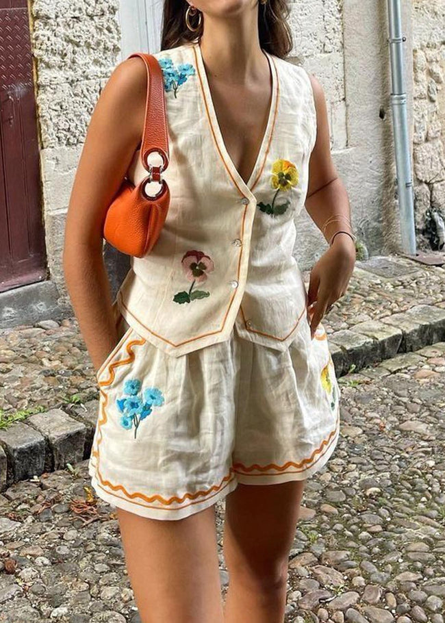 Sleeveless printed vest set Hover Image