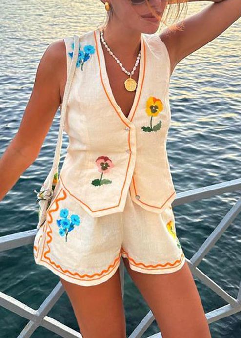 Sleeveless printed vest set