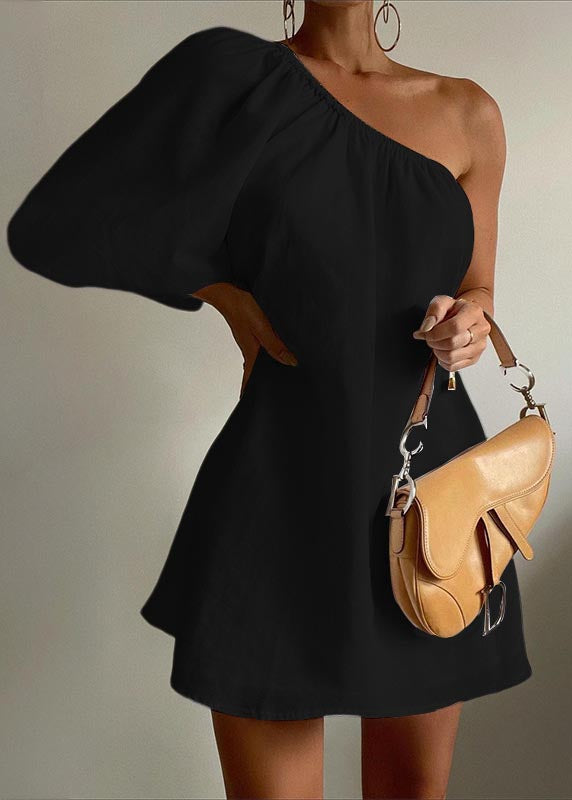 Women's Fashion Loose Off-shoulder Cotton and Linen Dress