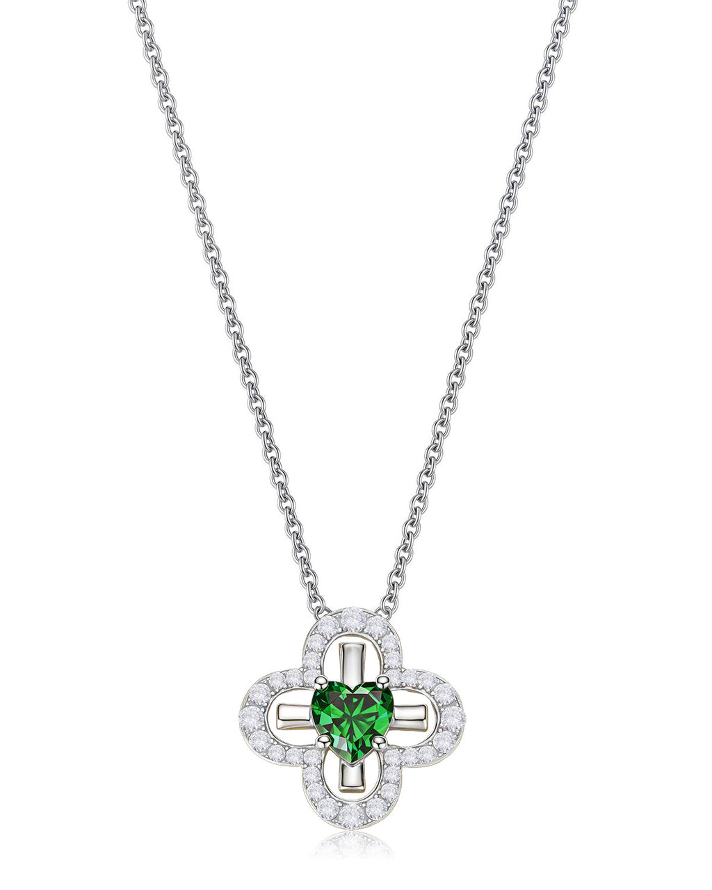 12 Birthstone Four Leaf Clover Necklace
