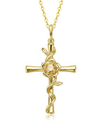 Birthstone Rose Cross Necklace