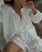 Casual Lace-Up Top & Shorts Two-Piece Set