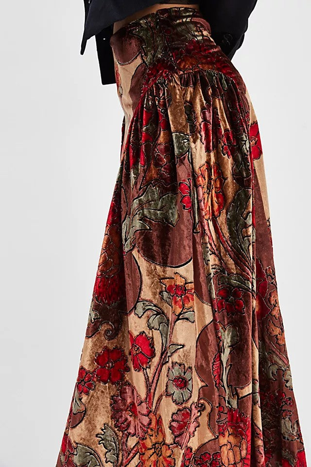 Velvet Petals Maxi Skirt