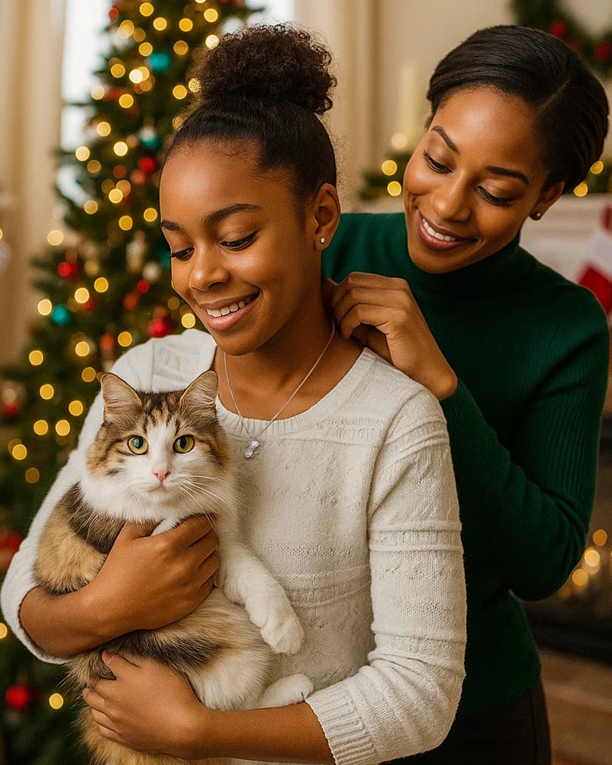 Birthstone Cat Necklace  for Pet Lovers