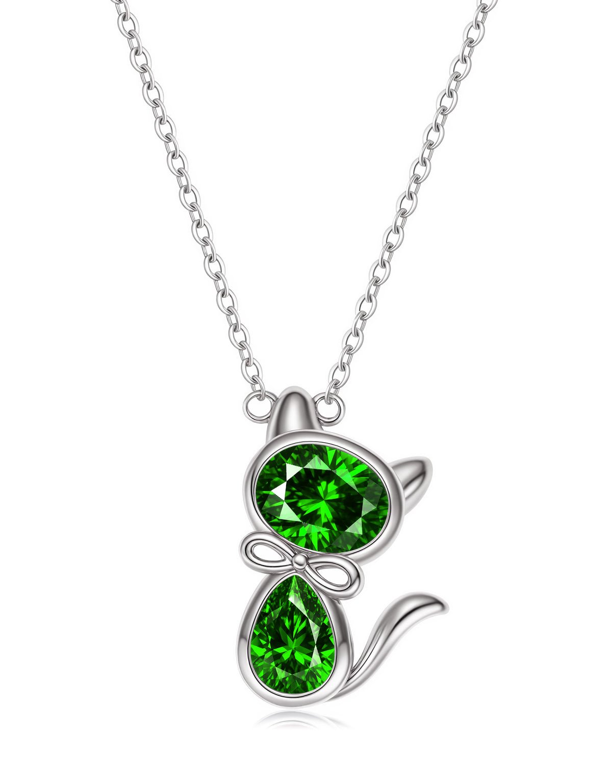 Birthstone Cat Necklace  for Pet Lovers