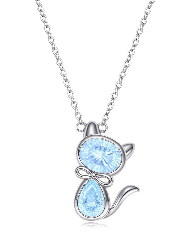 Birthstone Cat Necklace  for Pet Lovers Hover Image