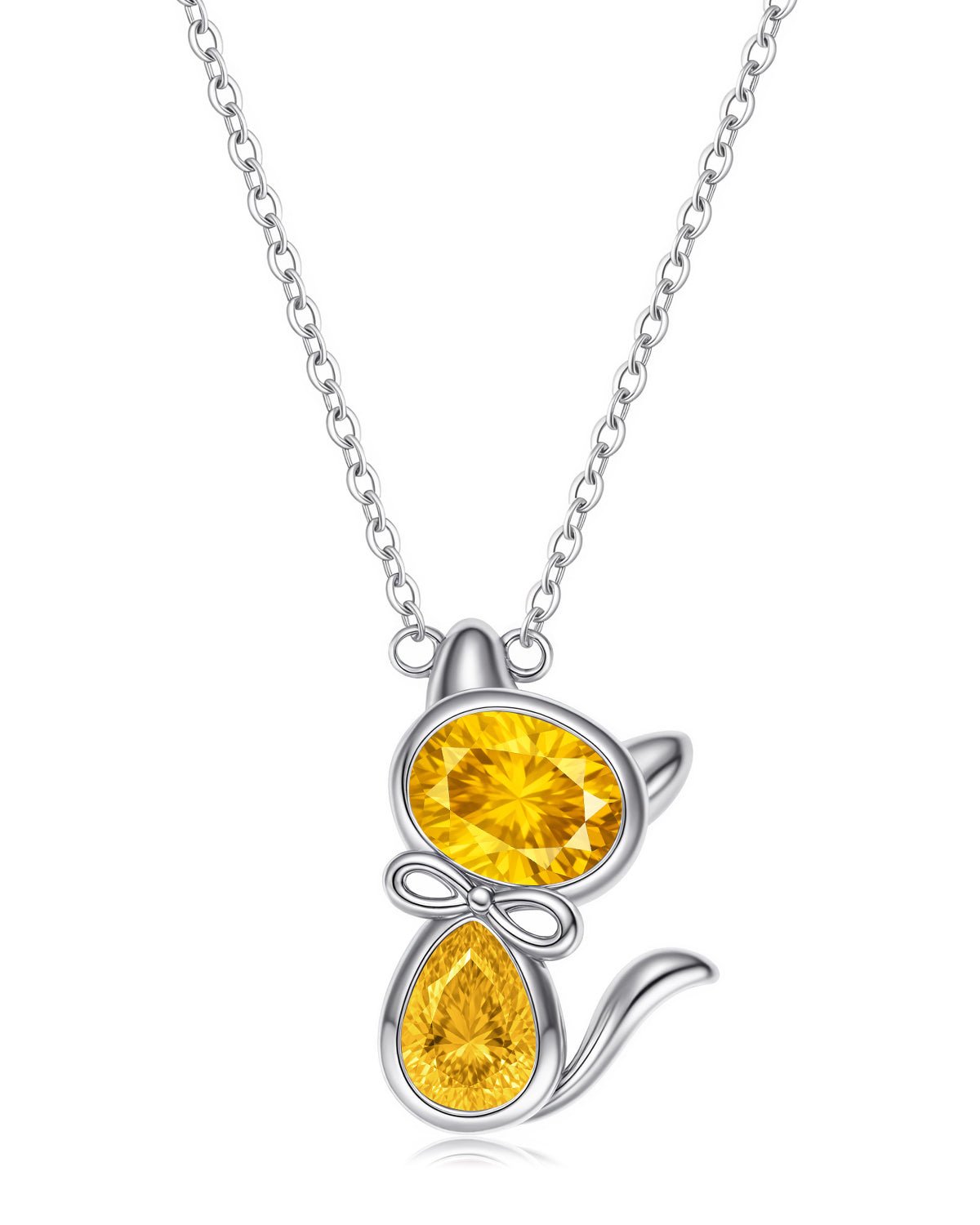 Birthstone Cat Necklace  for Pet Lovers