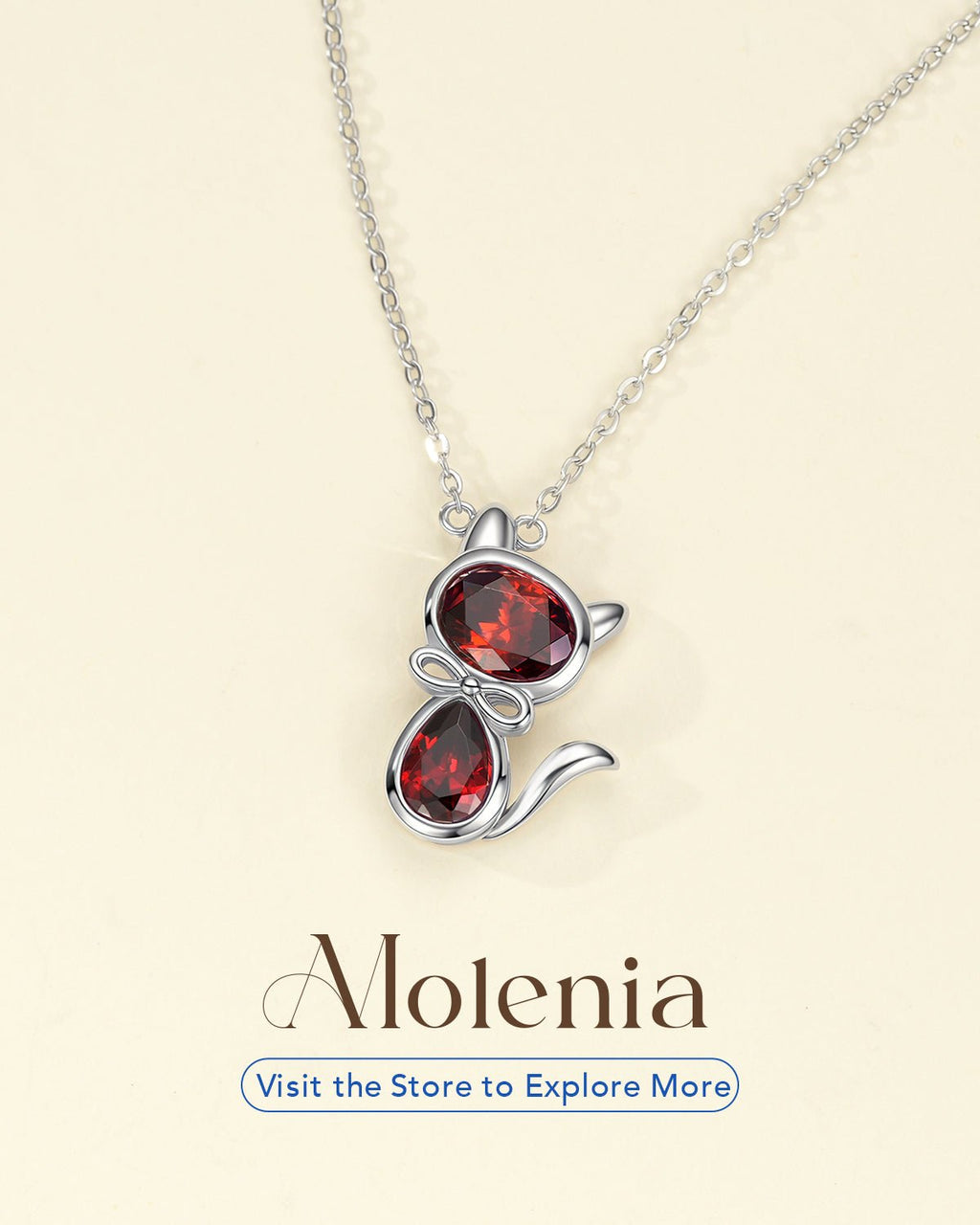Birthstone Cat Necklace  for Pet Lovers