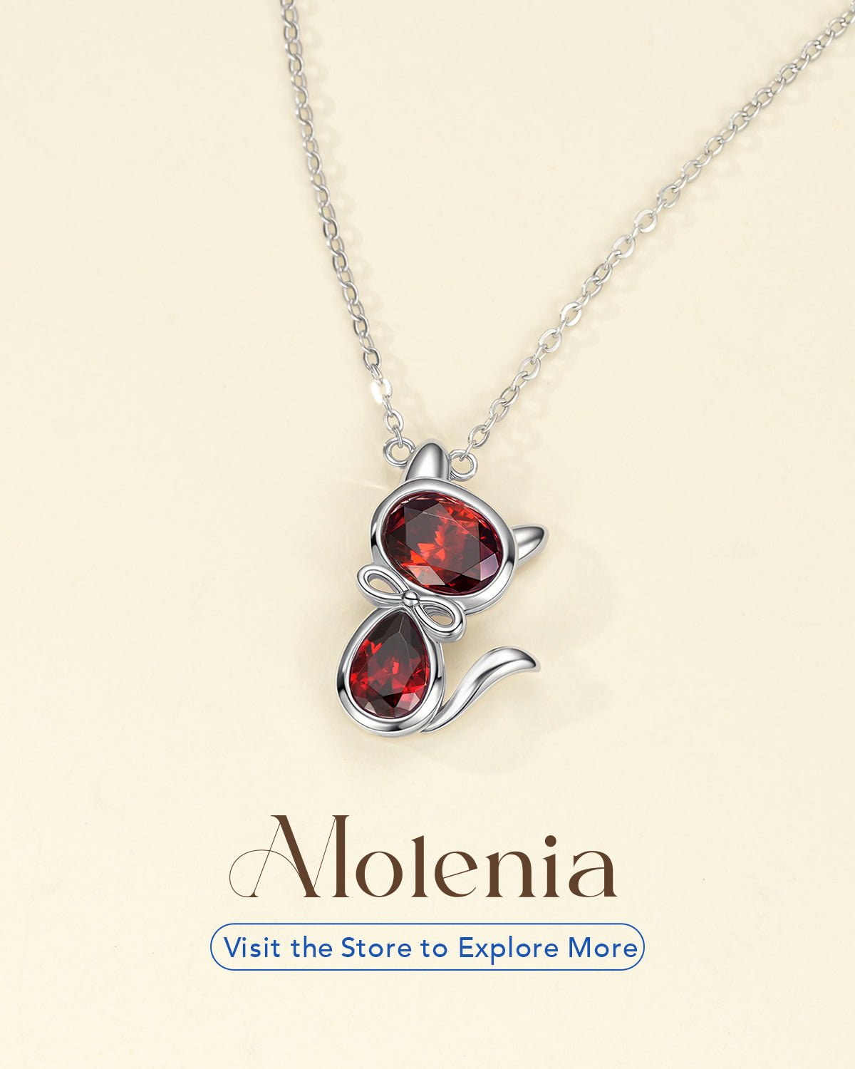 Birthstone Cat Necklace  for Pet Lovers