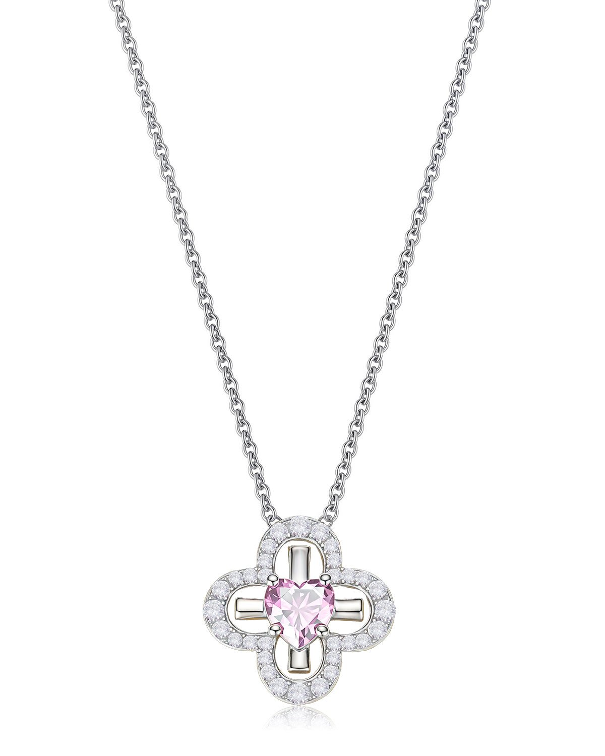 12 Birthstone Four Leaf Clover Necklace