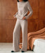 Premium Solid Color Drop Shoulder Loose Turtleneck Sweater and Knitted Pants Set