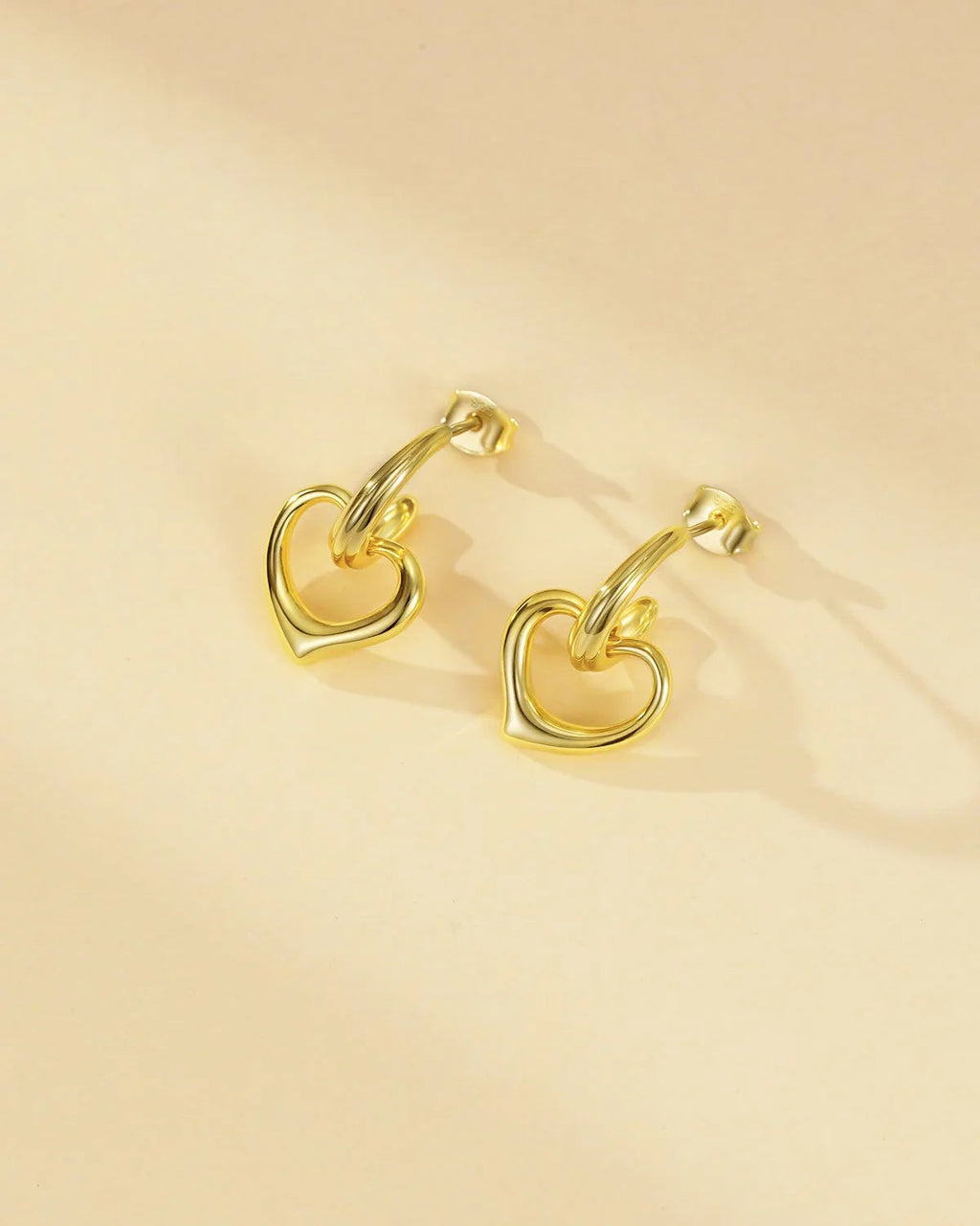 14 Gold Plated Heart Dangle Earrings