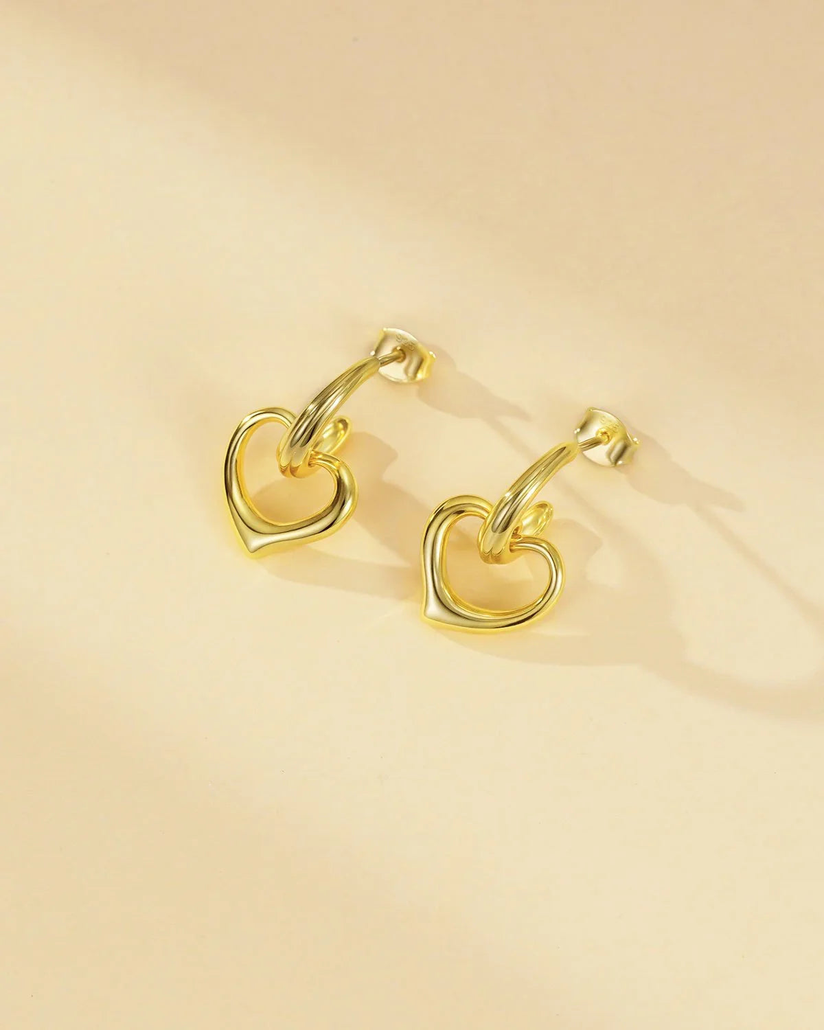 14 Gold Plated Heart Dangle Earrings