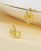 14 Gold Plated Heart Dangle Earrings