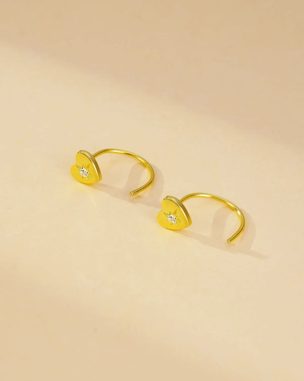 14 Gold Sterling Silver Heart Stud Earrings