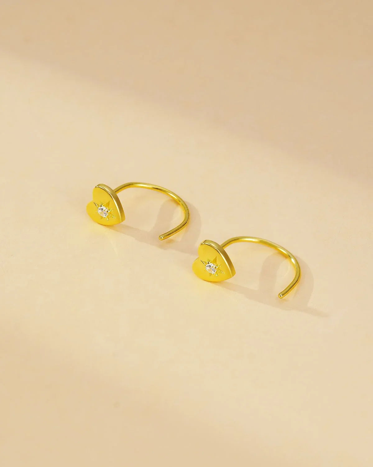 14 Gold Sterling Silver Heart Stud Earrings