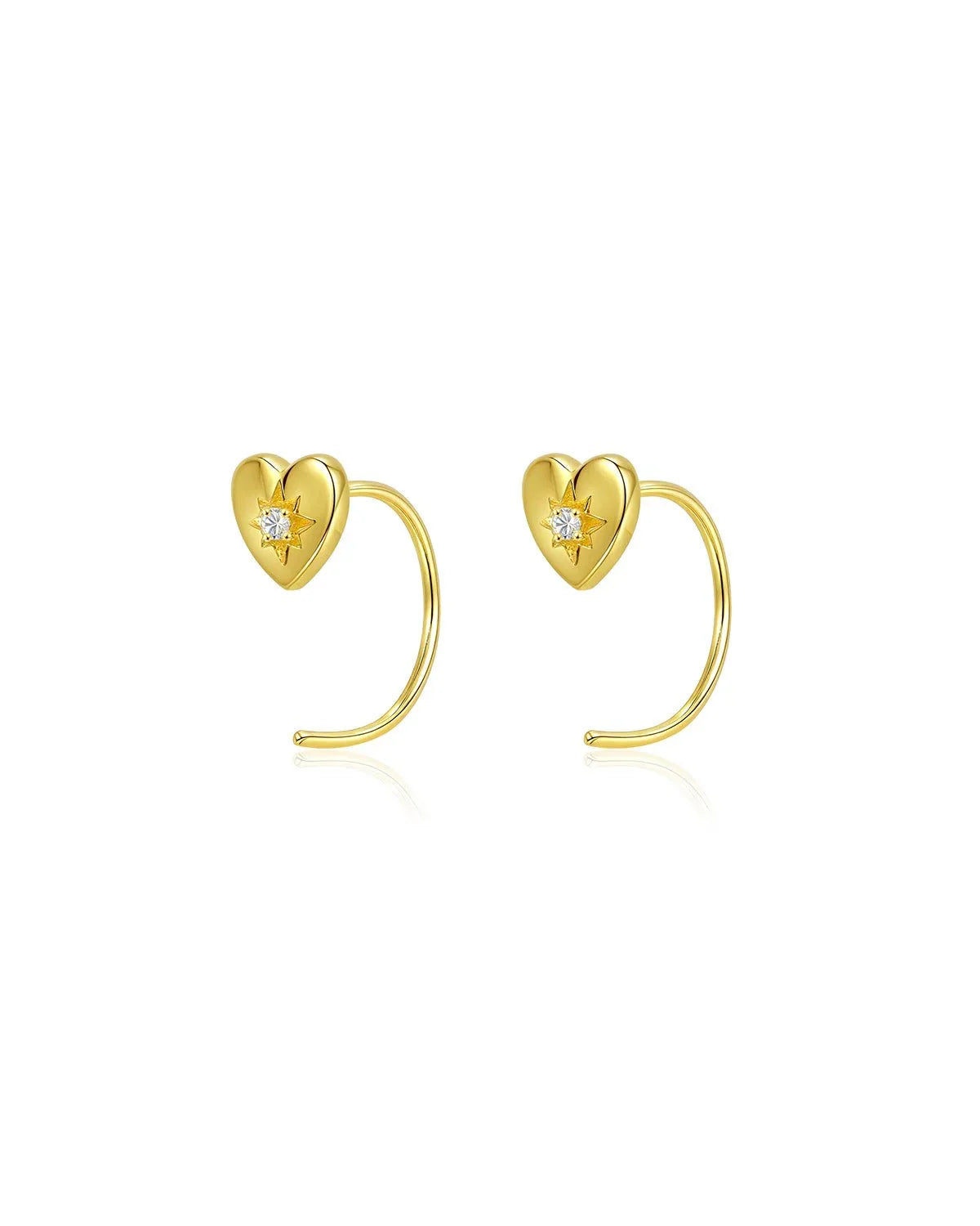 14 Gold Sterling Silver Heart Stud Earrings