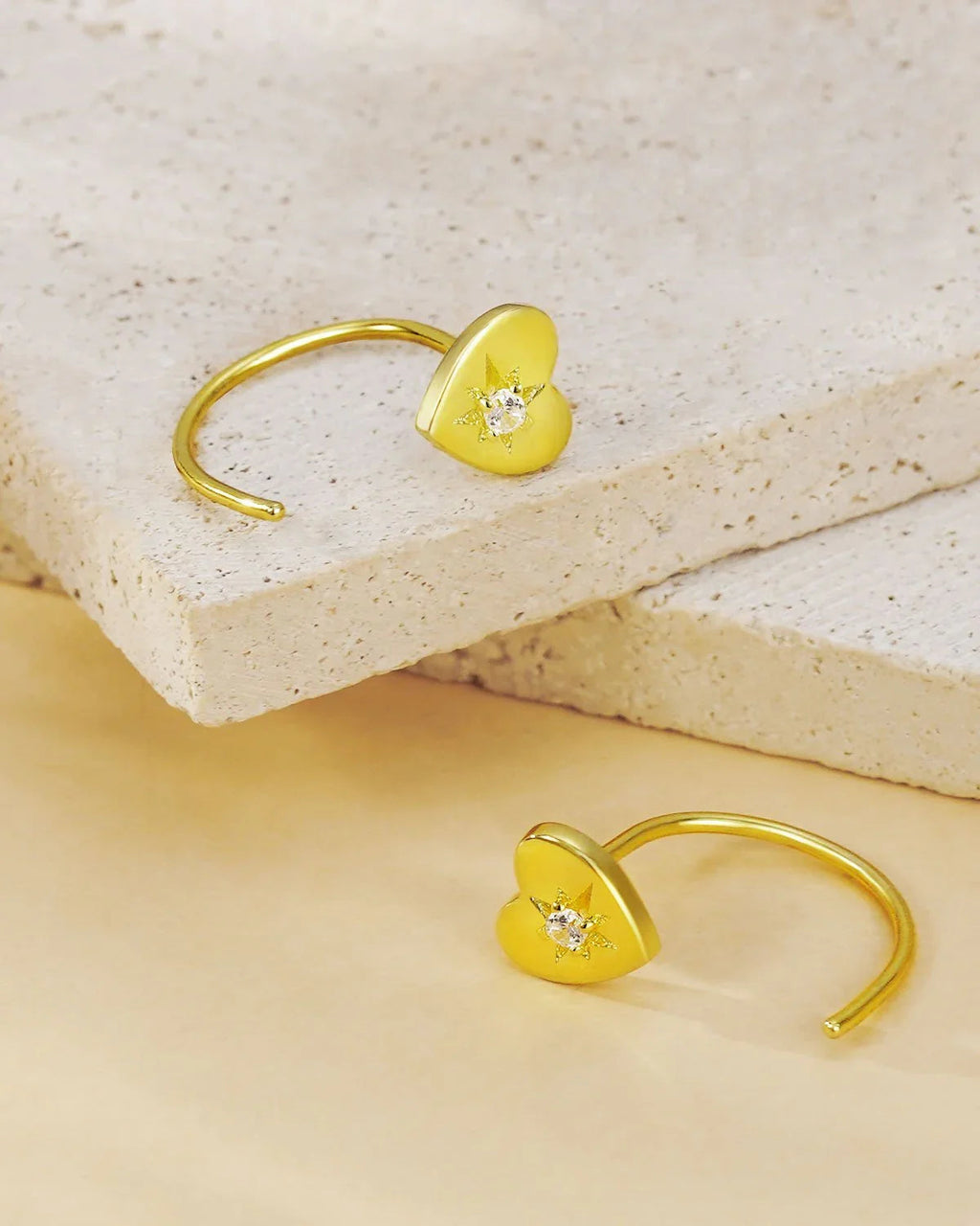14 Gold Sterling Silver Heart Stud Earrings