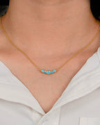 14K Gold Blue Zircon Charm Necklace