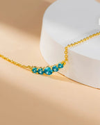 14K Gold Blue Zircon Charm Necklace