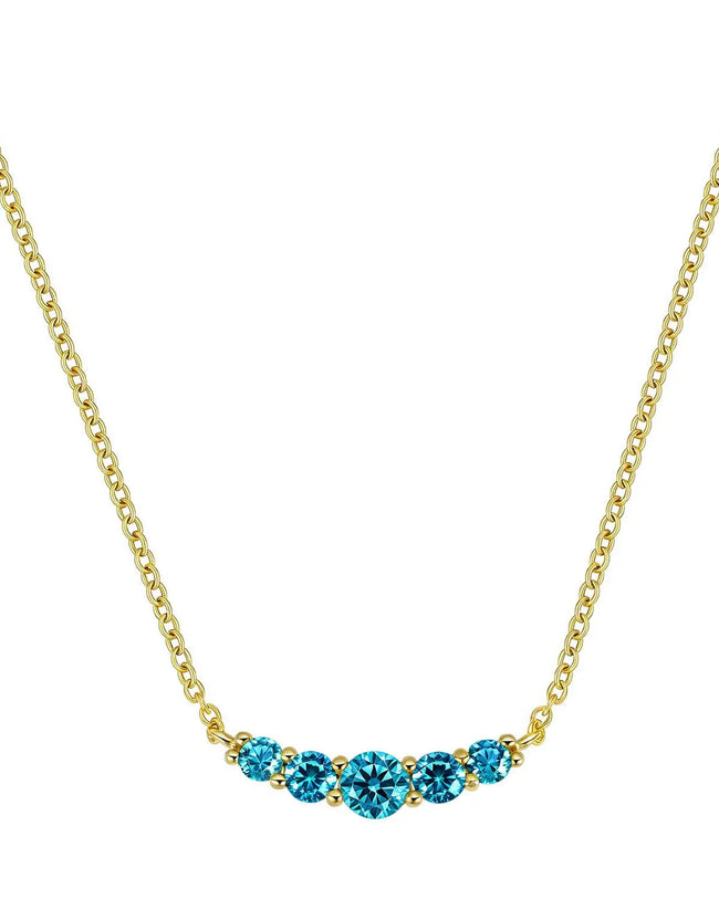 14K Gold Blue Zircon Charm Necklace Hover Image