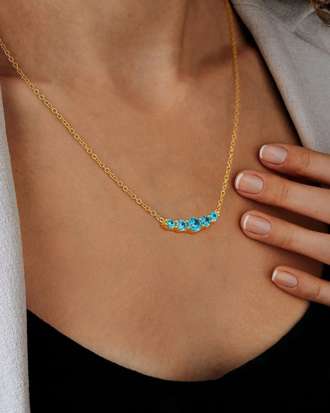 14K Gold Blue Zircon Charm Necklace Main Image