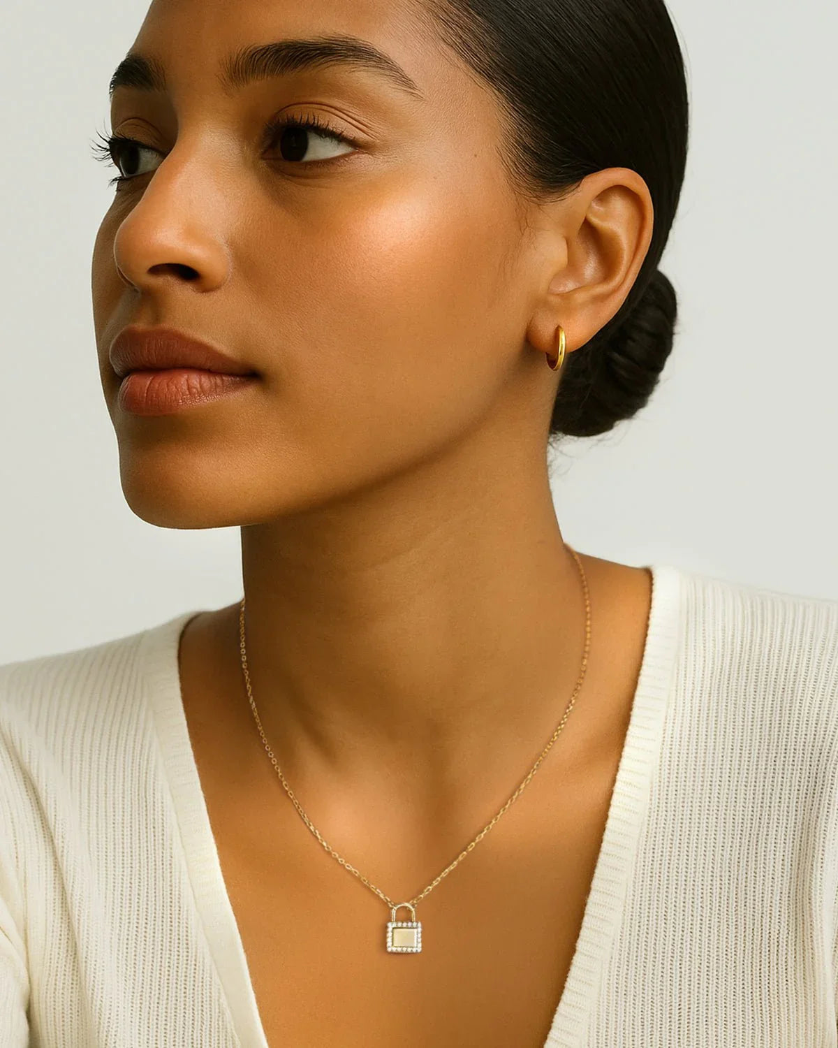 14k Gold Lock Pendant Necklace