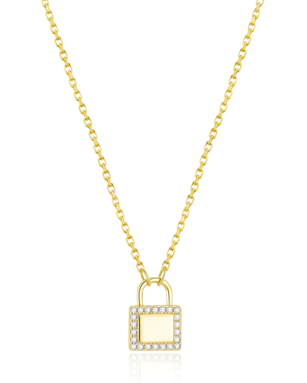 14k Gold Lock Pendant Necklace