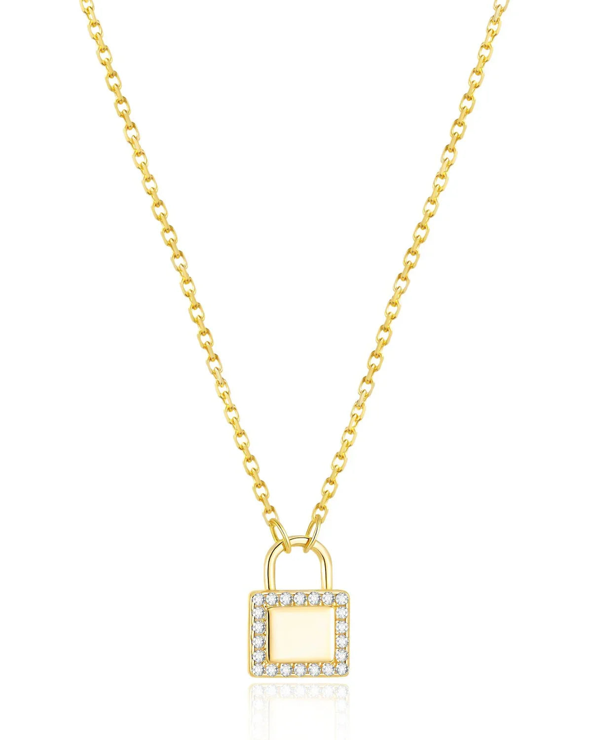 14k Gold Lock Pendant Necklace