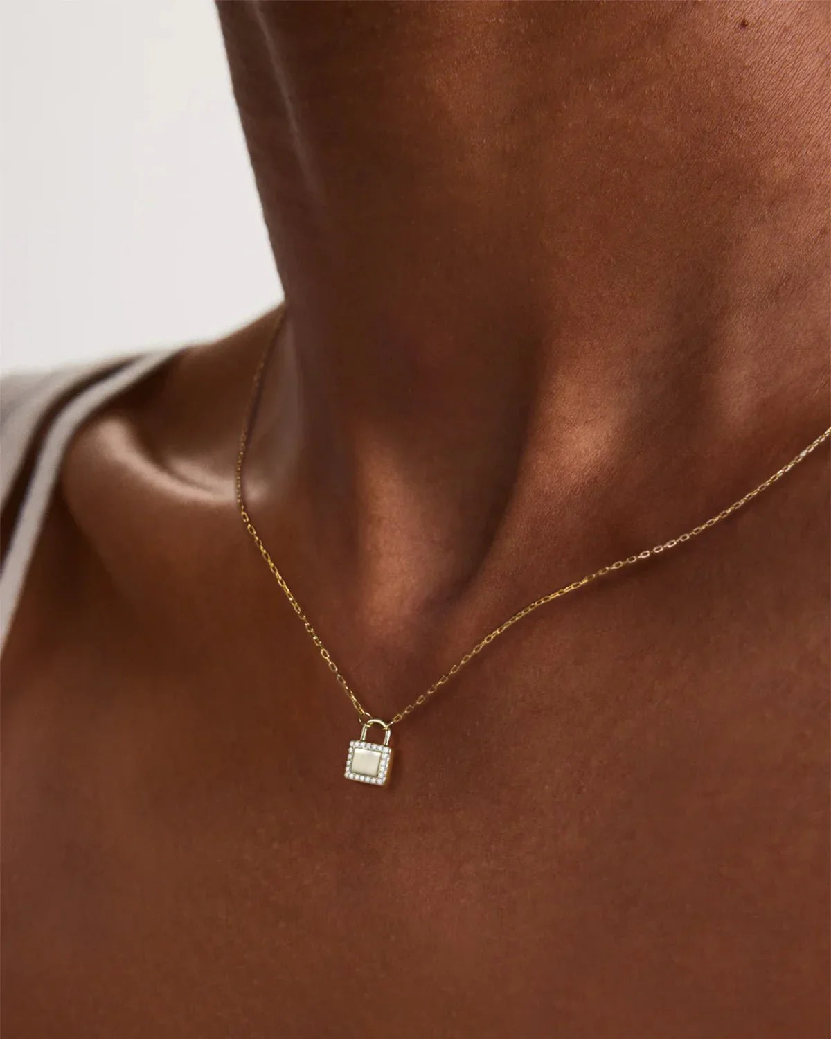 14k Gold Lock Pendant Necklace