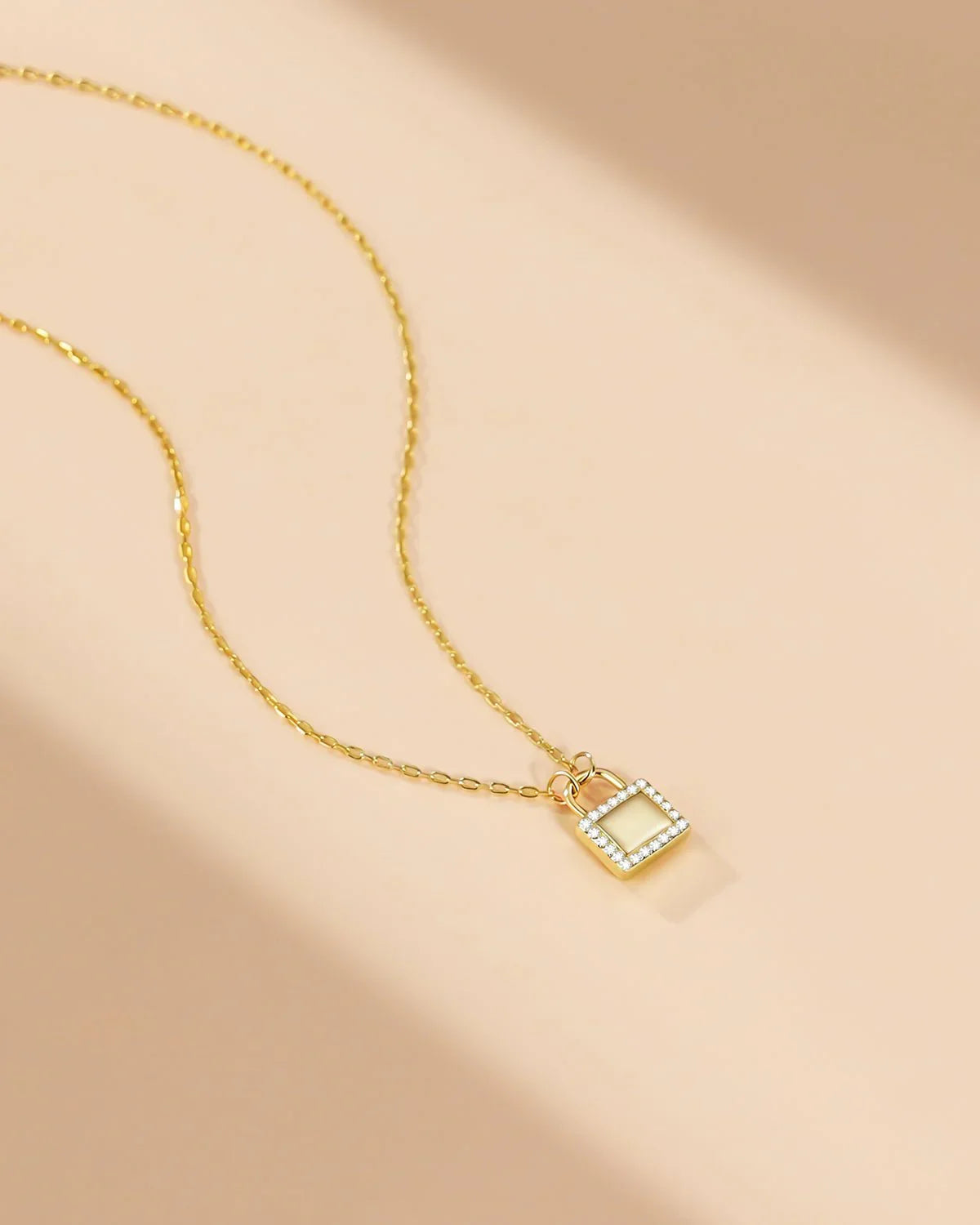 14k Gold Lock Pendant Necklace