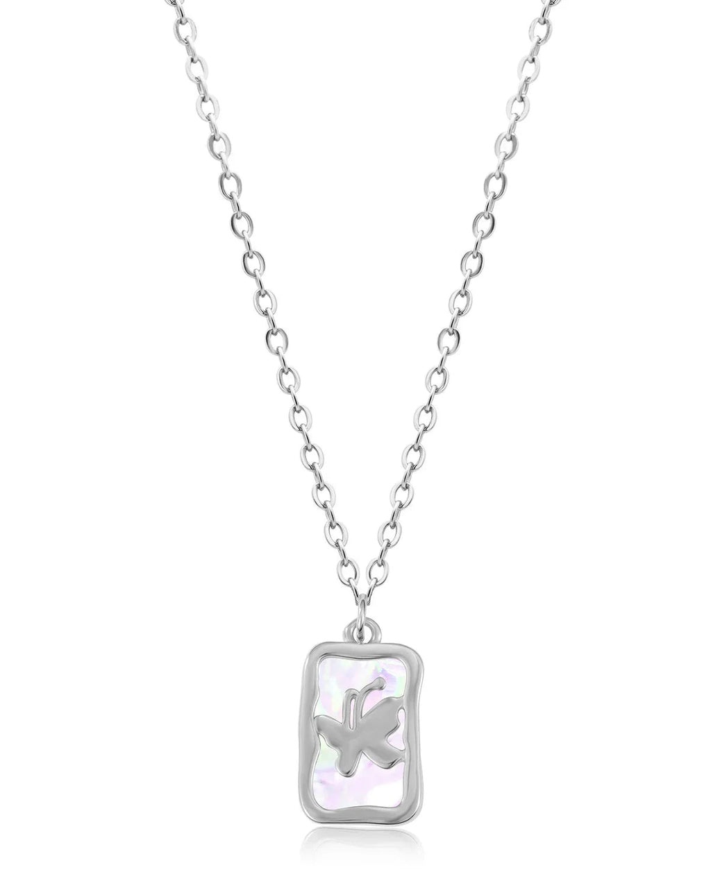 14k Gold Plated Butterfly Necklace with Mother of Pearl Charm