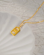 14k Gold Plated Butterfly Necklace with Mother of Pearl Charm