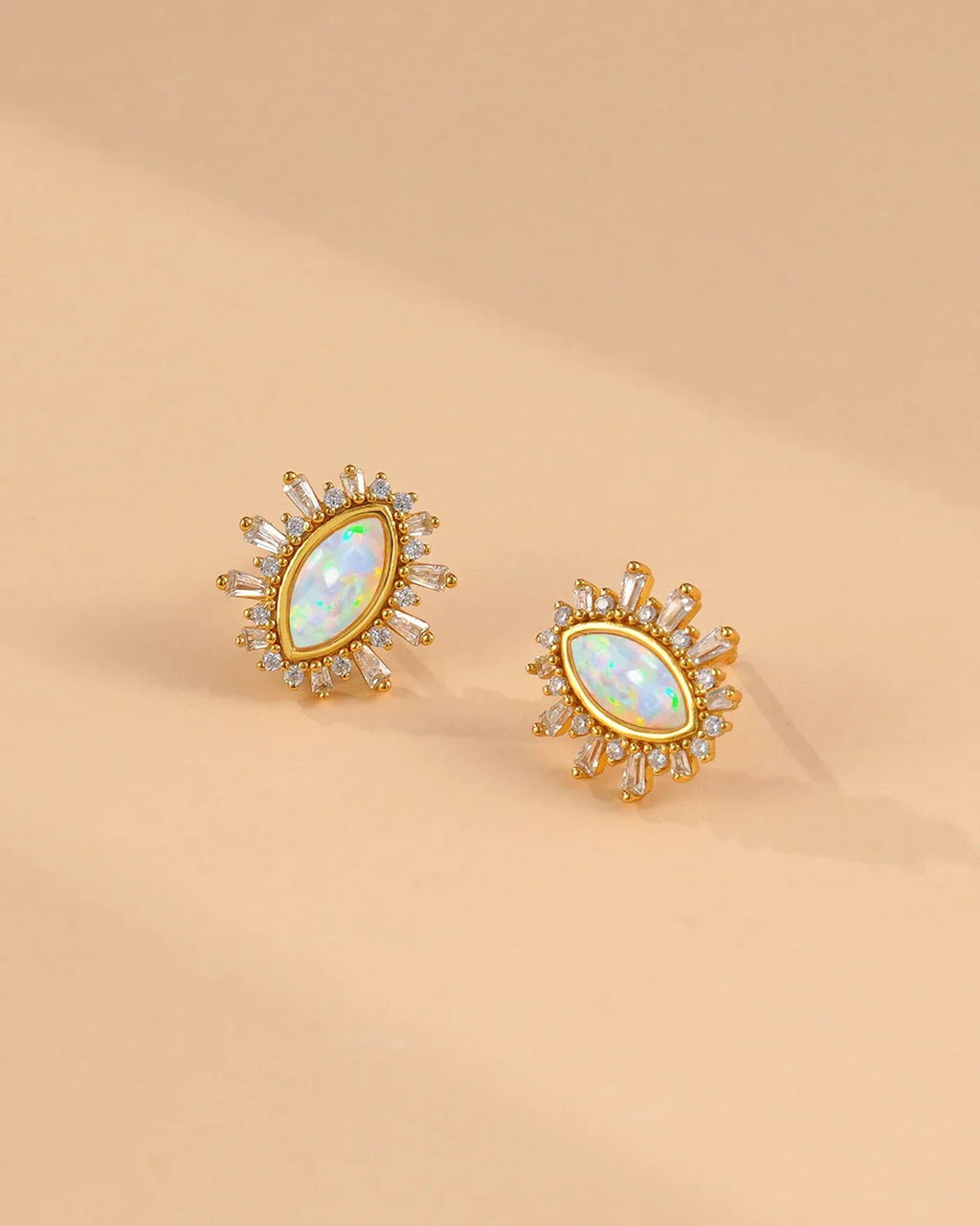 14K Gold Plated Evil Eye Sunburst Stud Earrings