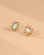 14K Gold Plated Evil Eye Sunburst Stud Earrings