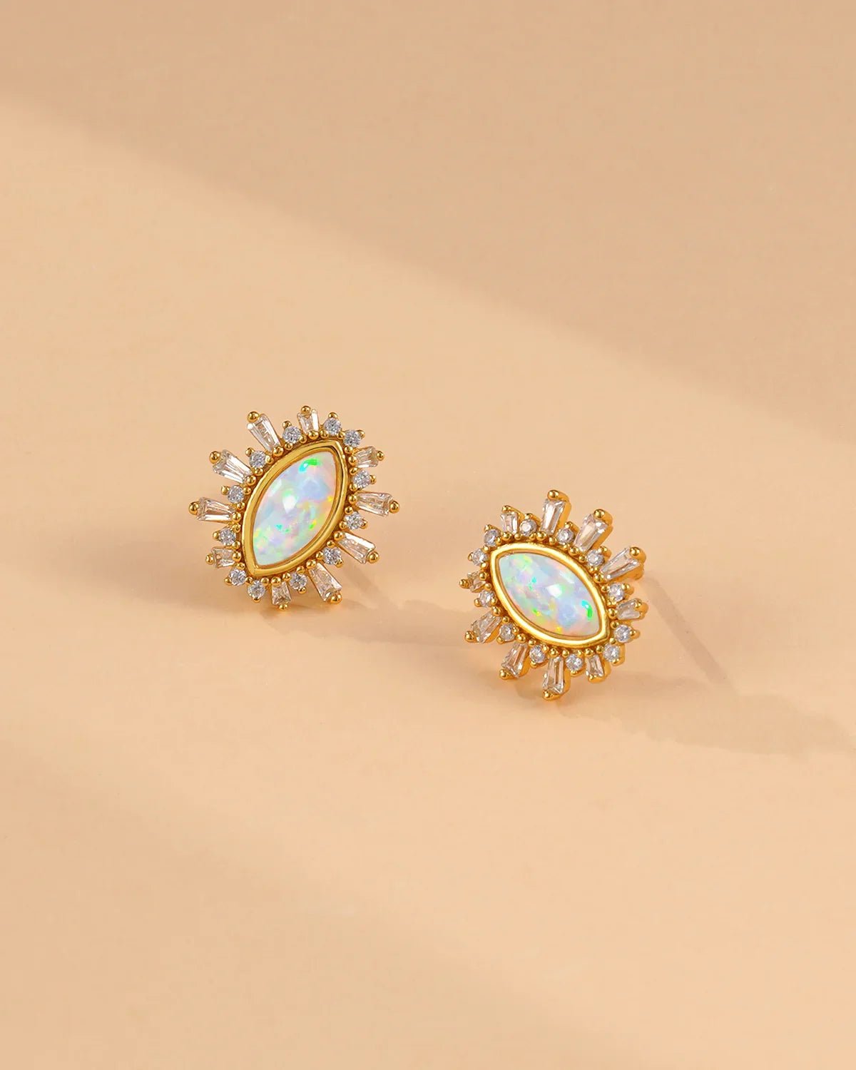 14K Gold Plated Evil Eye Sunburst Stud Earrings