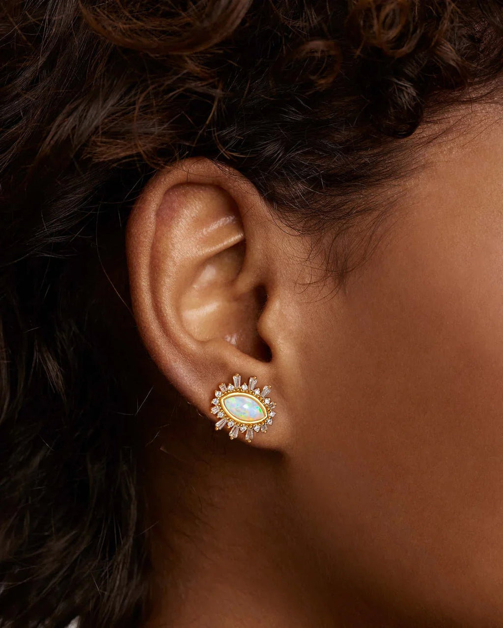 14K Gold Plated Evil Eye Sunburst Stud Earrings