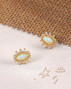 14K Gold Plated Evil Eye Sunburst Stud Earrings
