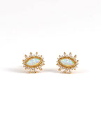14K Gold Plated Evil Eye Sunburst Stud Earrings