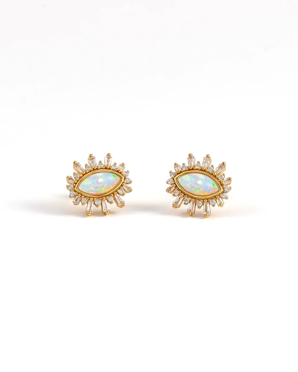 14K Gold Plated Evil Eye Sunburst Stud Earrings