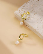 14K Gold Plated Pearl Drop Earrings