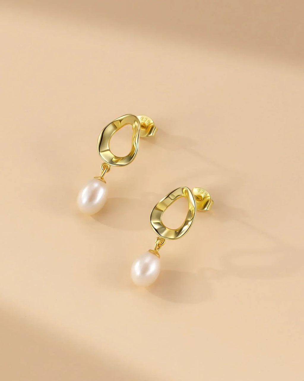 14K Gold Plated Pearl Drop Earrings