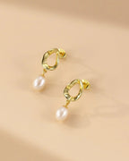 14K Gold Plated Pearl Drop Earrings